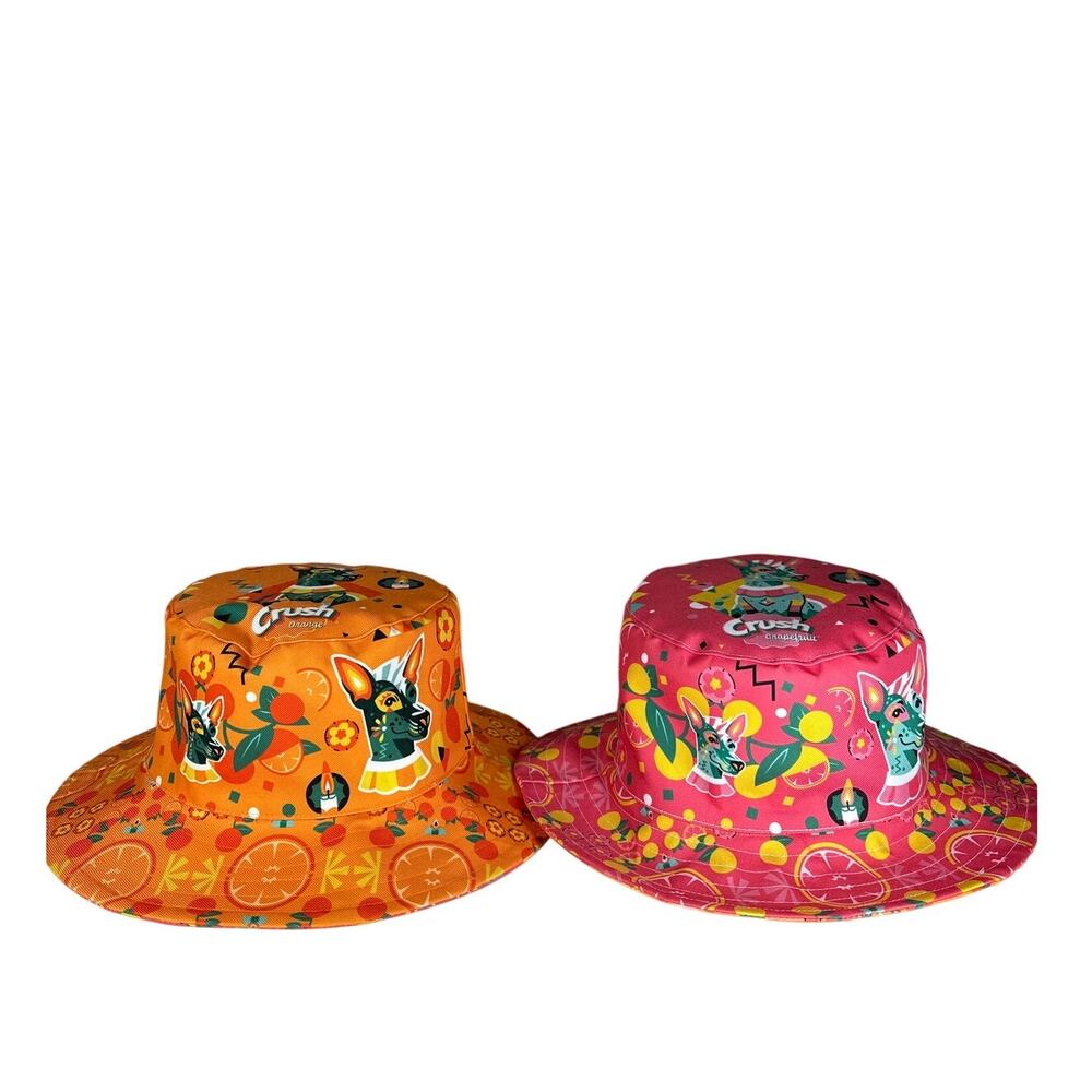 Orange Crush Reversible Bucket Hat Two Sided Unisex Quirky Fisherman Colorful